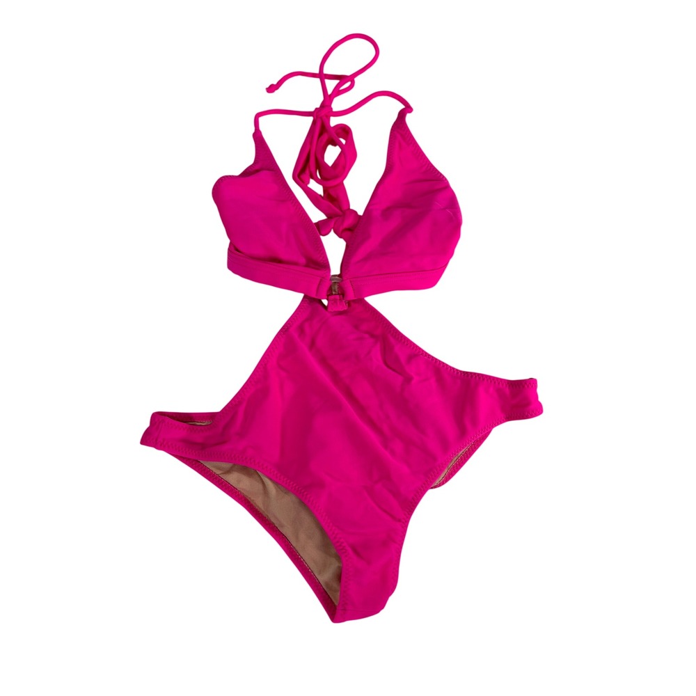 Zuliana Sun & Sea‎ Y2K VTG Large Hot Pink Cutout Monokini One Piece Swimsuit USA